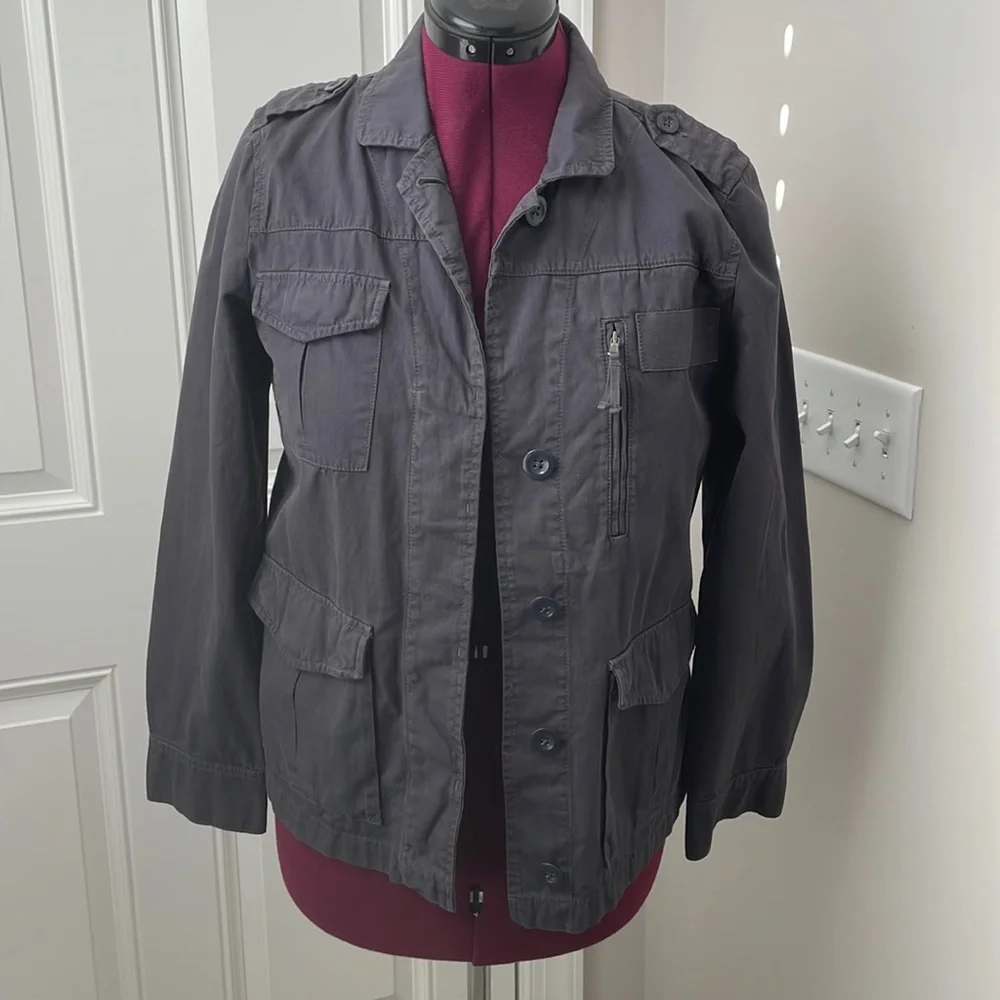 J.Crew women’s Vintage classic twill Chino jacket Blue 100% Cotton Pockets